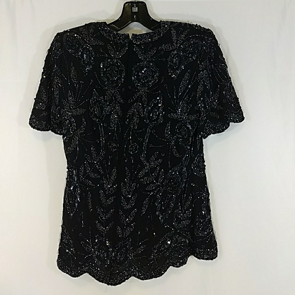 Brilliante by JA shiny vintage  beaded top blouse - Picture 5 of 6